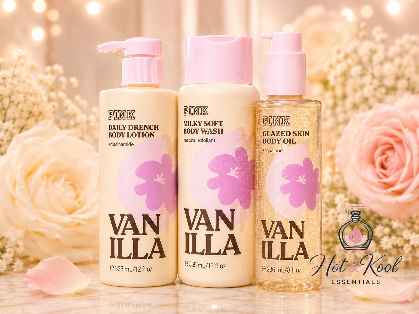 Vanilla Body Oil,Lotion & Body Wash Set