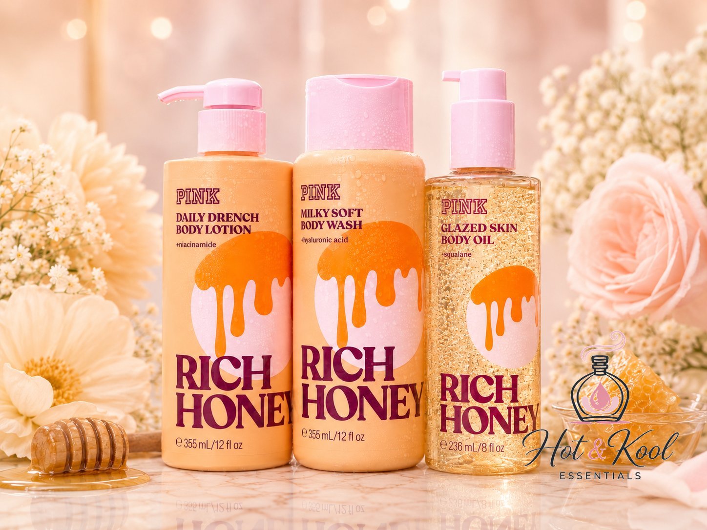 Rich Honey Body Oil,Lotion & Body Wash Set